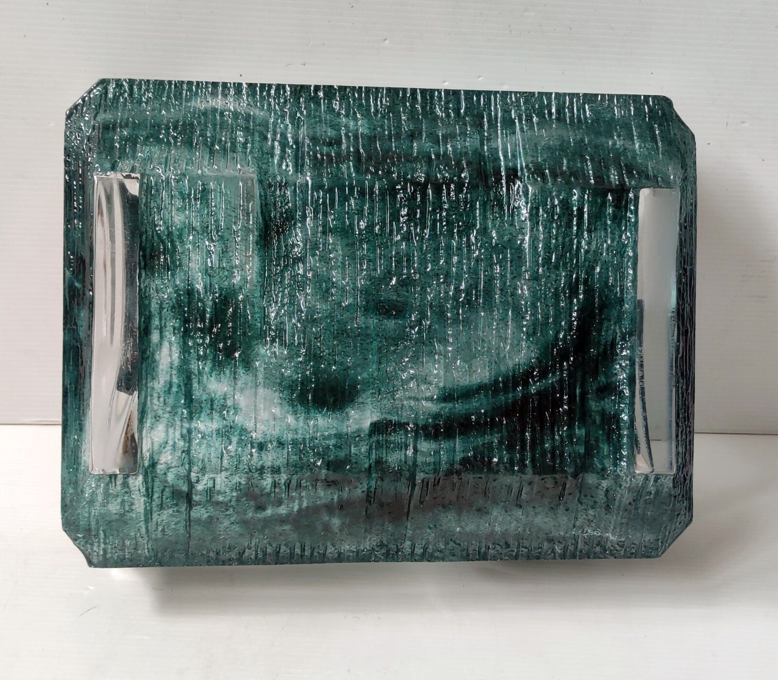 Large Green Crystal Bowl Signed Daum France Model Argos Cesar Baldaccini 1970