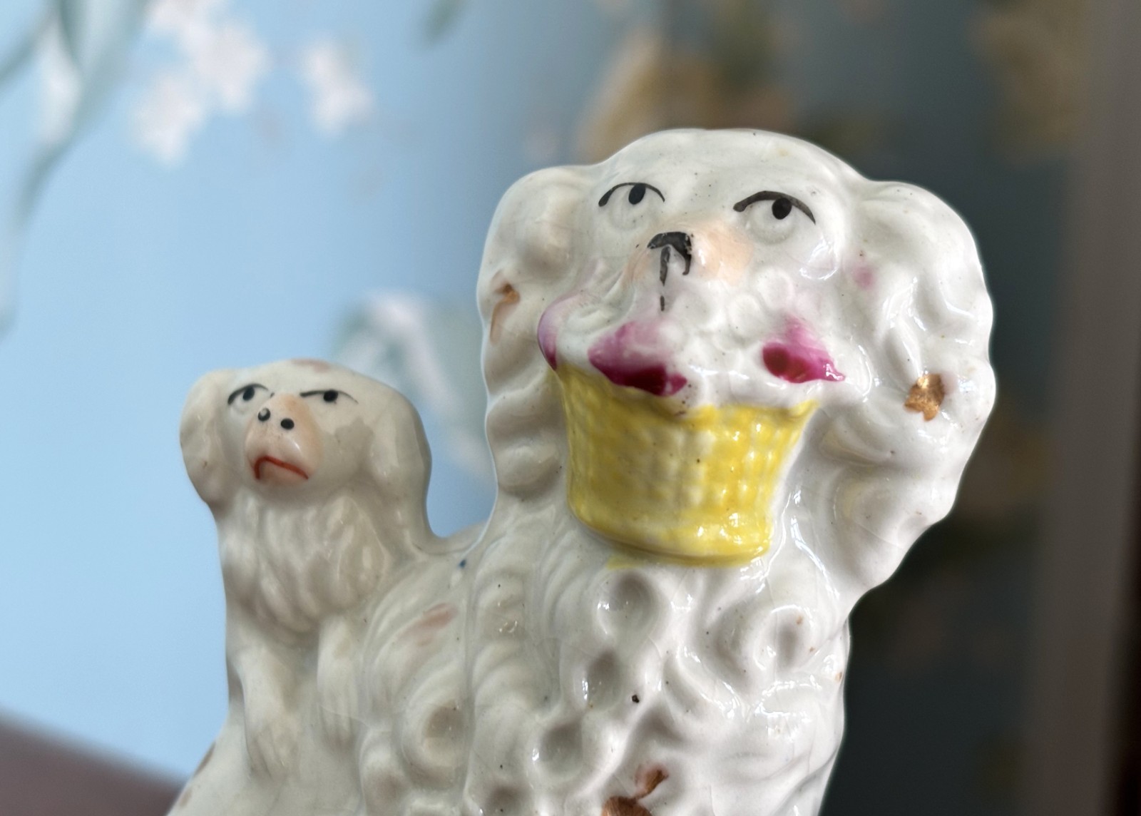 C1860 Victorian Staffordshire Spaniel With Pups Inkwell