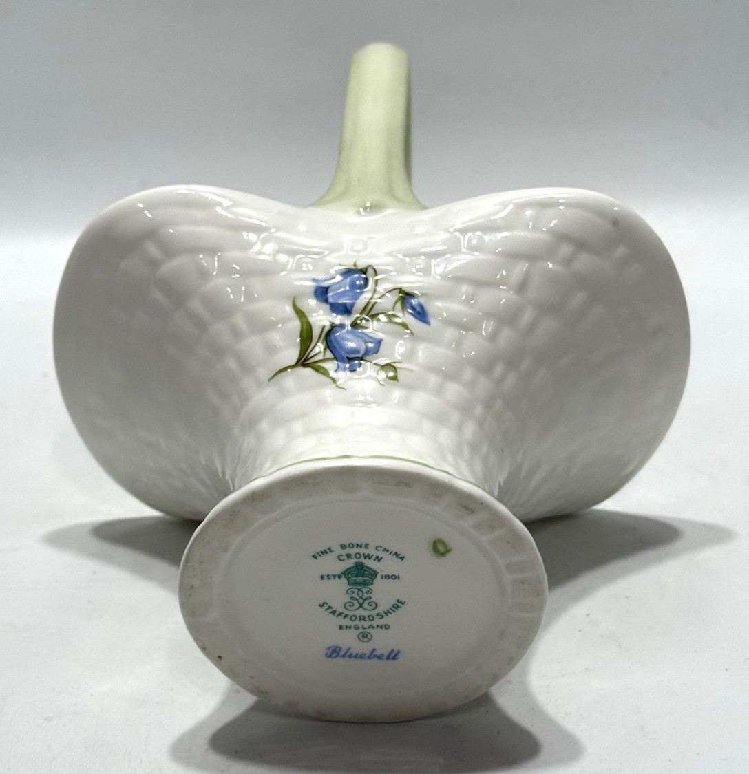 Vtg Crown Staffordshire England “Bluebell” Fine Bone China Basket 6.5″x4.5″x3.25