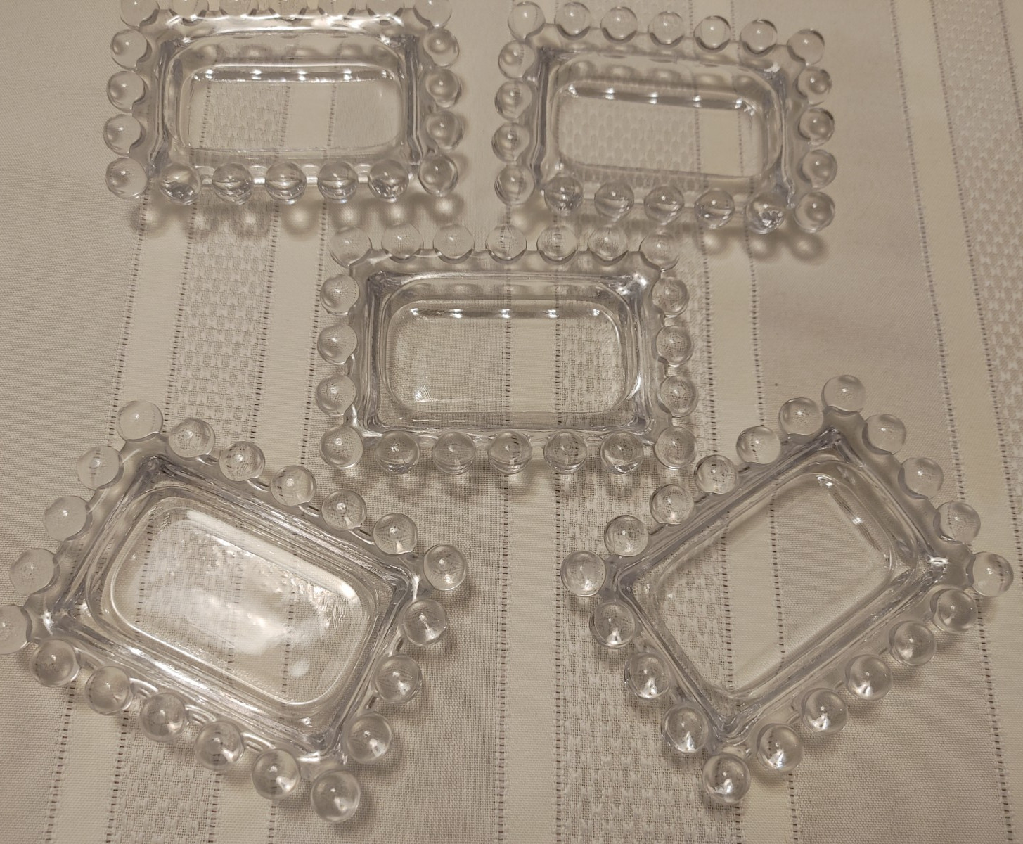 Imperial Glass Candlewick Lot of 5 Rectangular Ashtrays or Trinket Dish Nesting