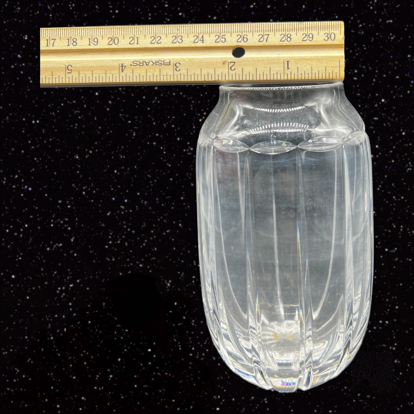 European Art Glass Vase Crystal Clear Mid Century Vintage Glass 6”T 2”W