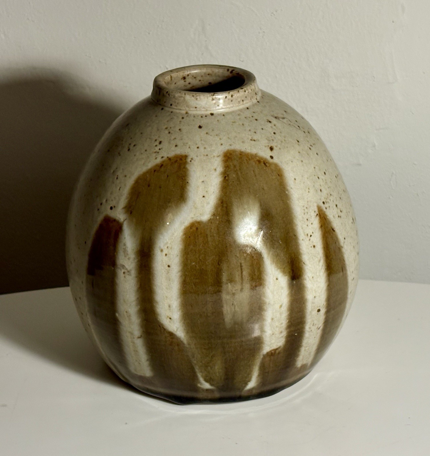 Exceptional MCM Studio Pottery Vase Abstract Glaze Artist Signed Dated 1981