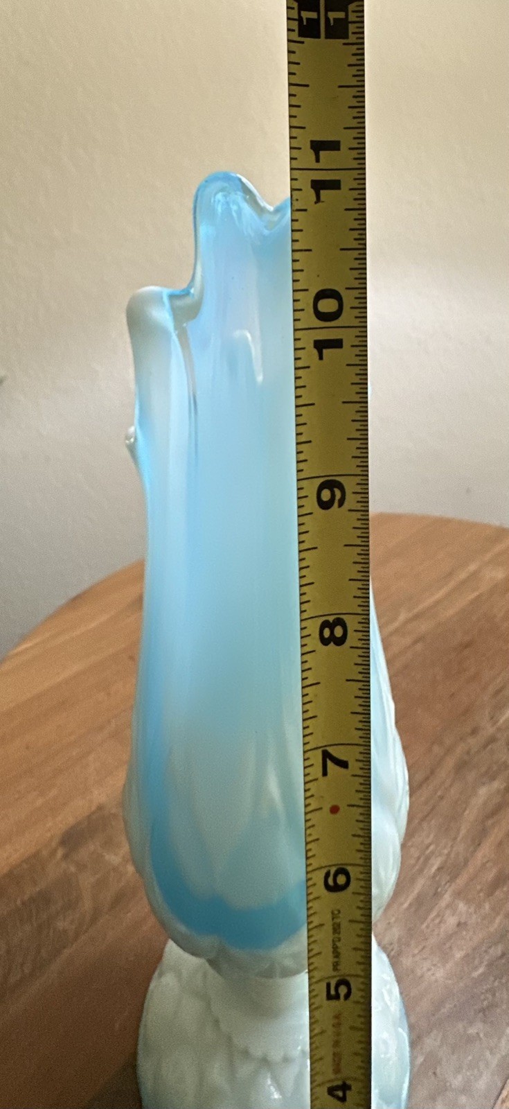 Kanawha Moon And Star Blue Slag Glass Swung Vase End Of Day Excellent Condition