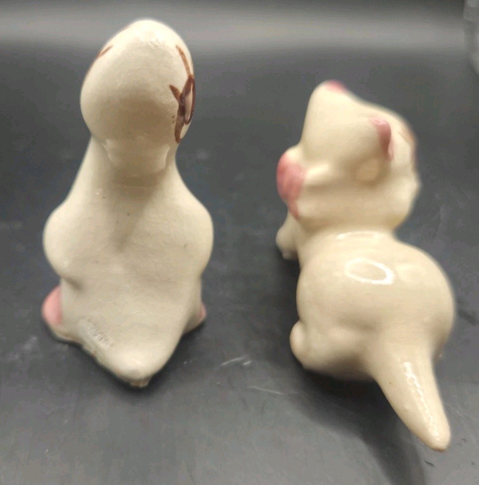 Vtg Pr Rio Hondo California Pottery Figurines 2.75″Kitten 1.5″Duck MCM Retro SEE