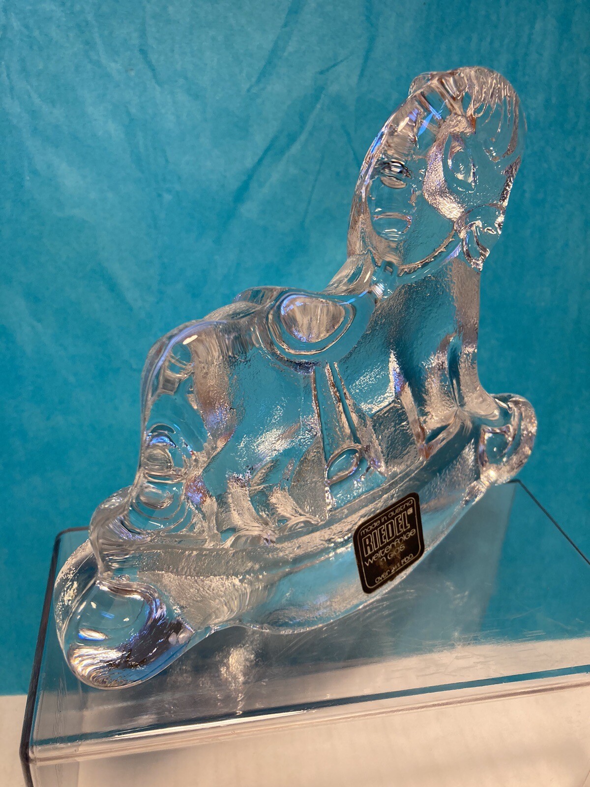 Riedel Austrian Lead Crystal Clear Textured Rocking Horse Figurine Paperweight
