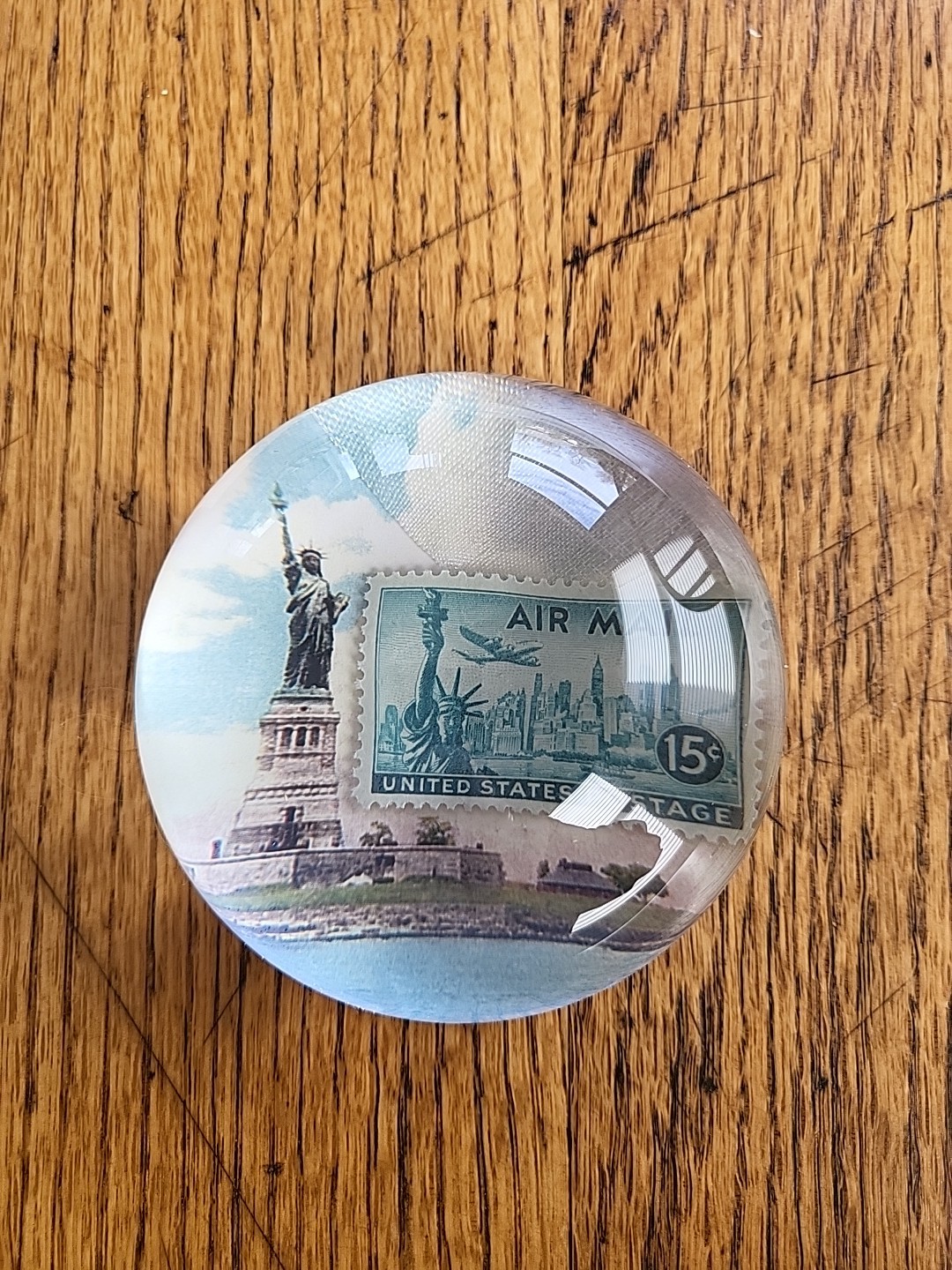 New York City Statue Of Liberty&15 Cent Airmail Vintage Paperweight Americana!!