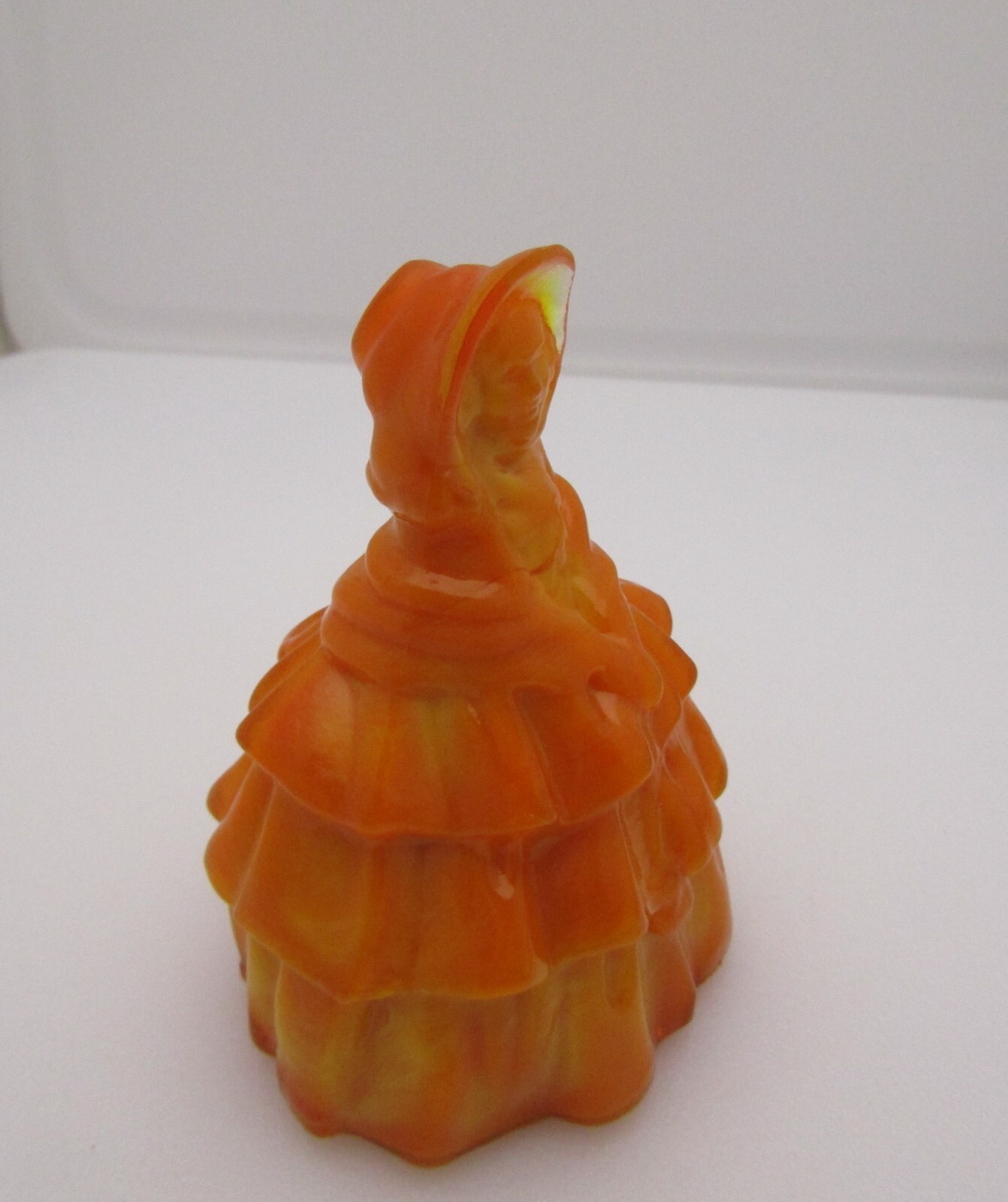 Boyd Art Glass 1978-1983 Persimmon Orange Slag Louise Doll Vintage Figurine Glow