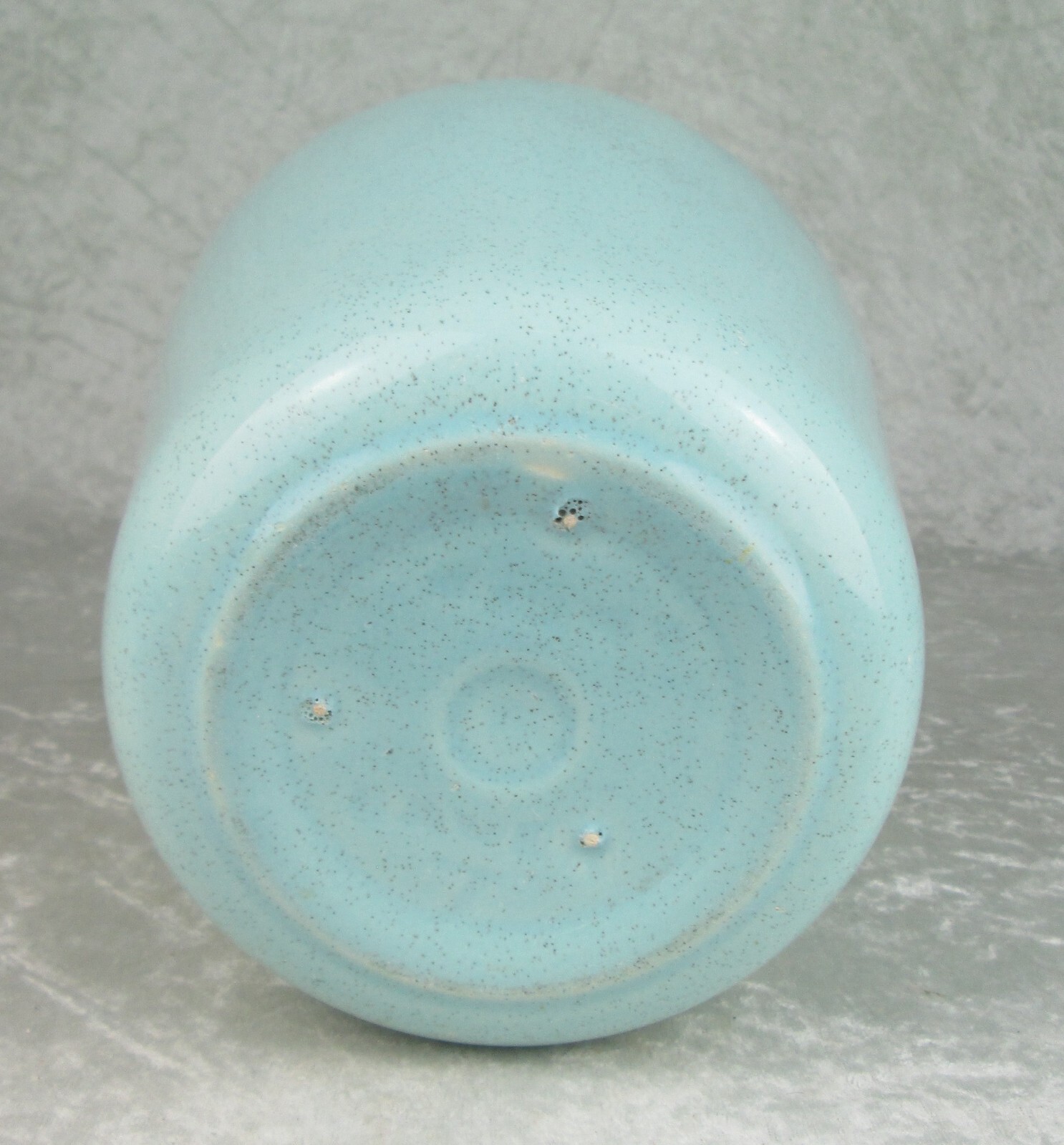Bauer Pottery Planter Speckled Robin Egg Blue 6-1/4 inch Tall 7 inch Diameter