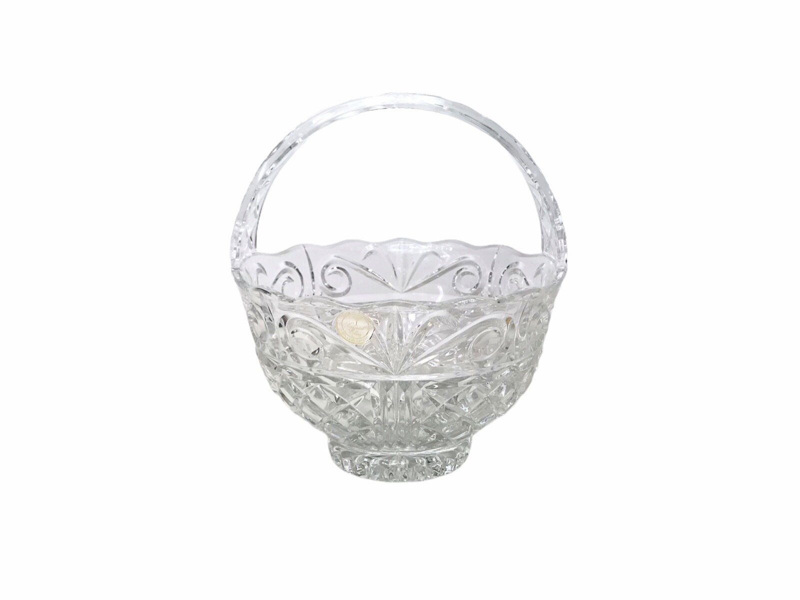 Vintage Crystal Clear 24% Leaded Crystal Bridal Basket 7.5”x 8” Made in Poland