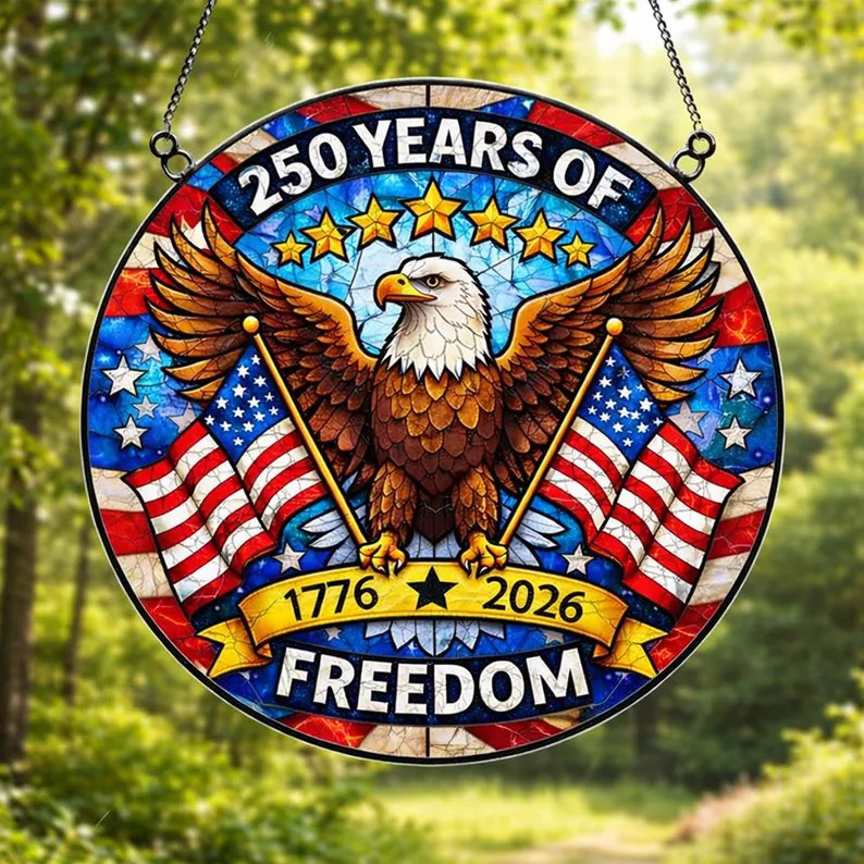 American Freedom Patriotic Suncatcher Glass