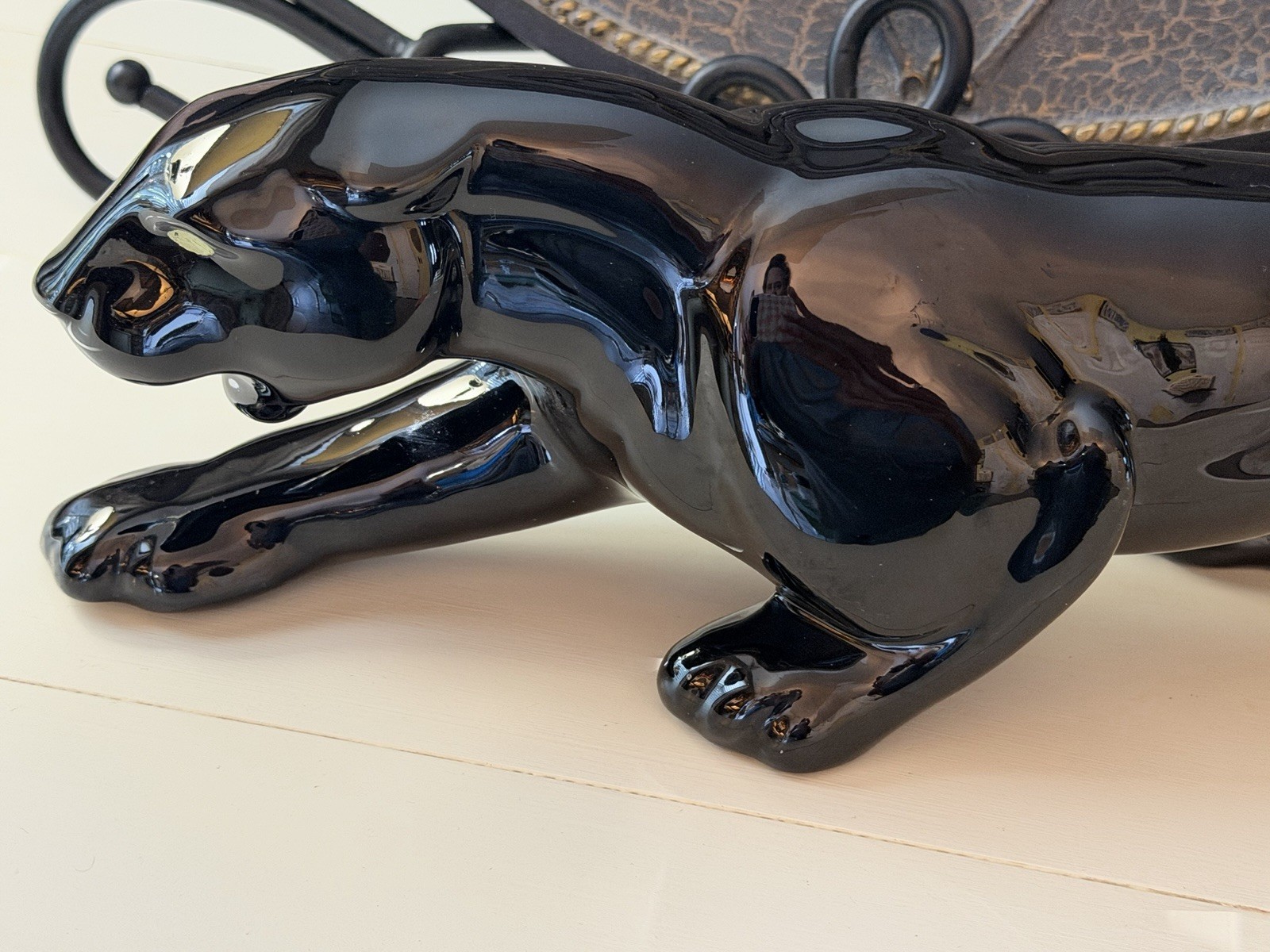VTG MCM Royal Haeger Pottery Black Ceramic Panther Sculpture 18″