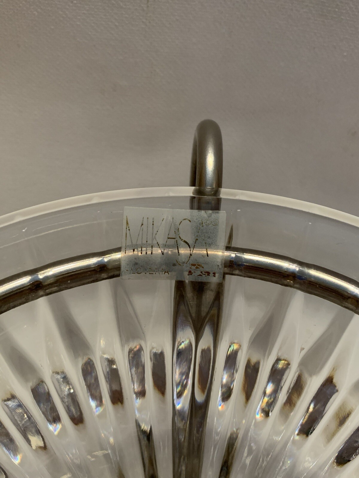 MIKASA CRYSTAL CLEAR SERVING BOWL WITH TIARA SILVER STAND SLOVENIA