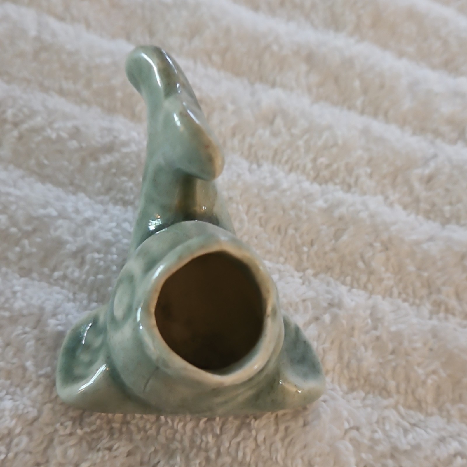 Unmarked Green Glossy Finish Ceramic Fish Figurine, Animals Theme Decor