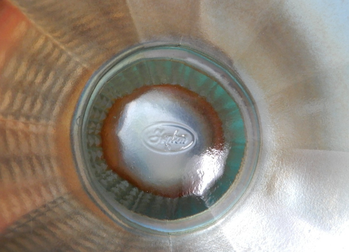 Fenton Opalescent Pedestal Basket Twist Handle Pale Aqua Blue/Gold 9 in Tall NOS