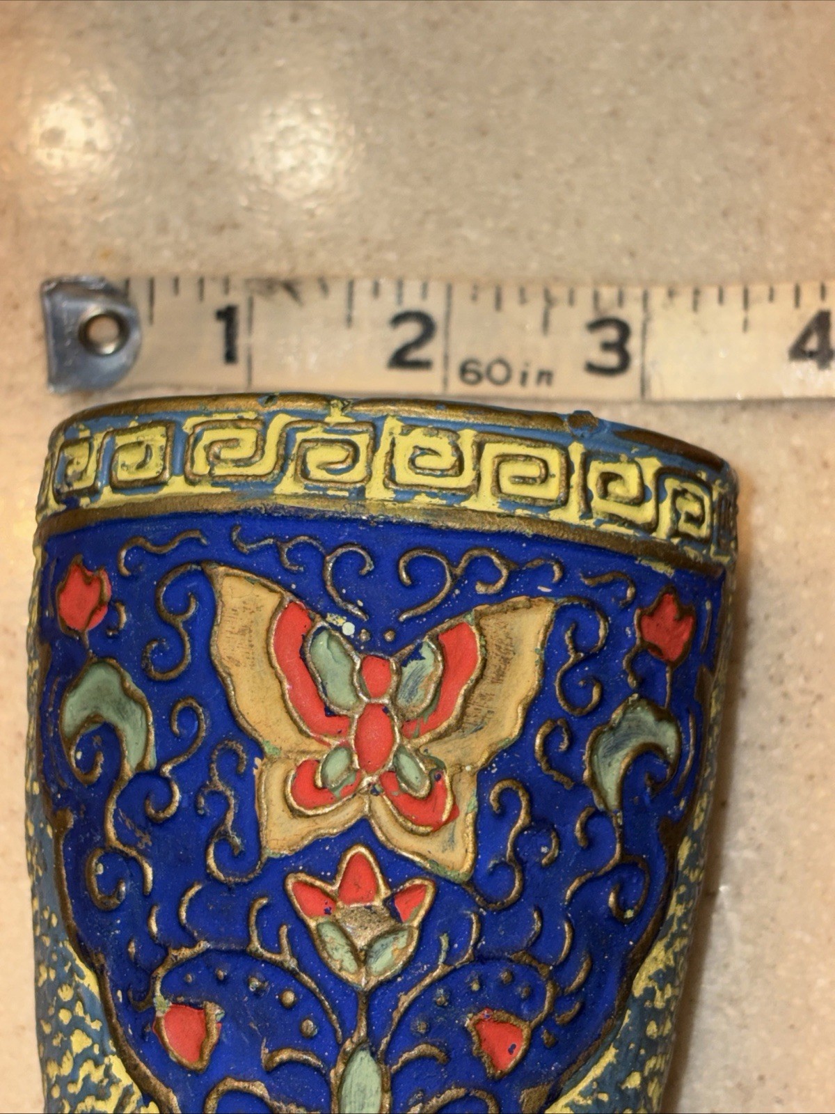 Tokanabe Blue Textured Ceramic Wall Pocket Butterfly Japan Art Deco Style VTG
