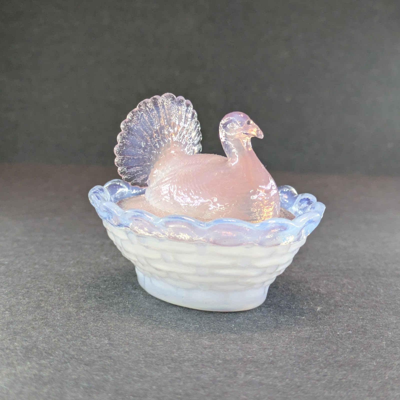 Boyd Crystal Art Glass Turkey Salt / Turkey-on-Nest BLUE ORCHID