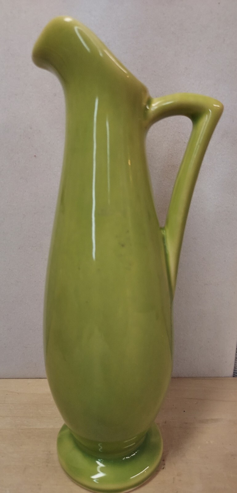 Vintage USA Pottery 1168 Bud Vase with Handle Lime Green