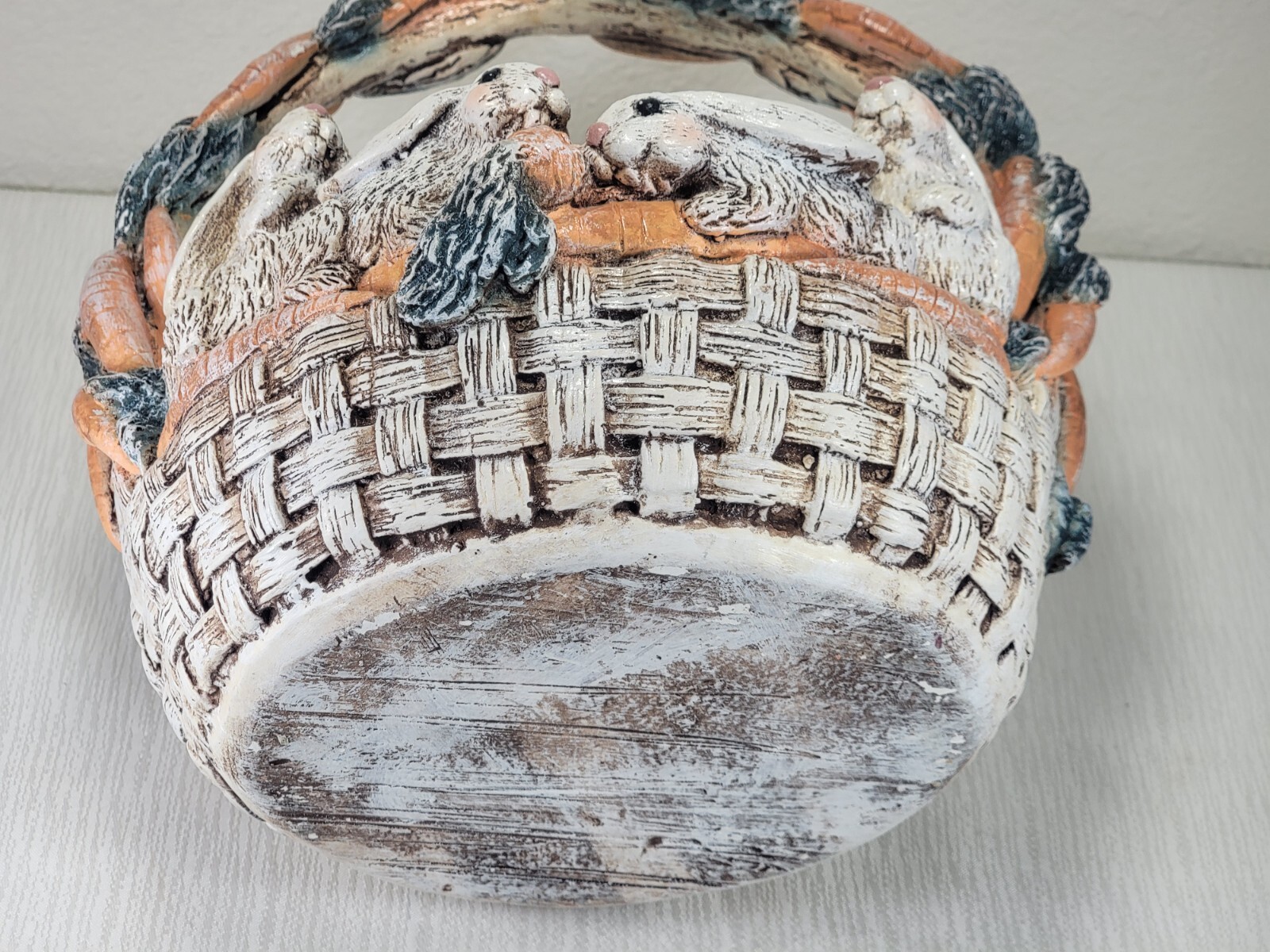 Florentine Art Studio Large Basket Rabbits Statue Sculpture Easter Terracota