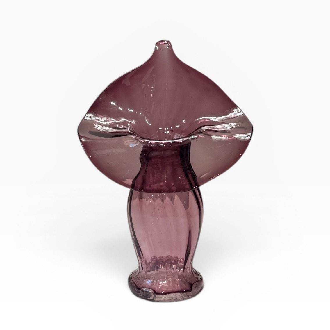 Antique Amethyst Glass Jack in the Pulpit Vase, 9.25″ H, Rough Pontil