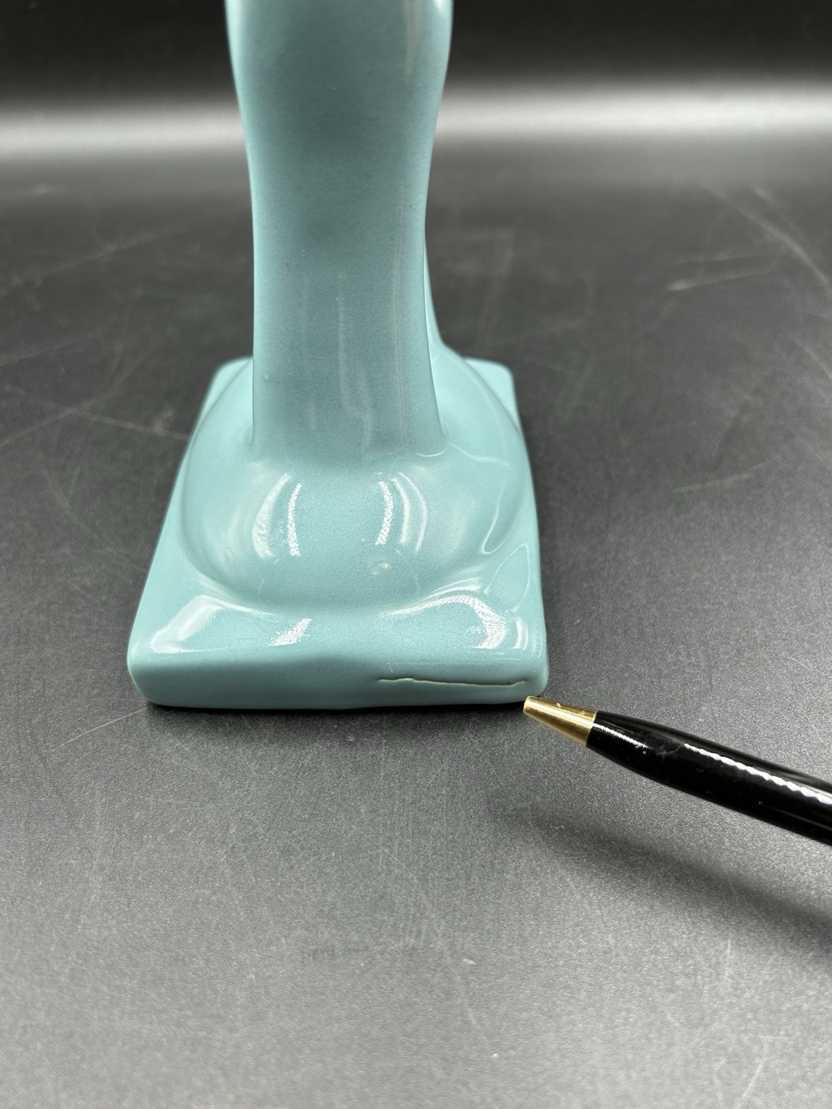 MCM Roselane Pottery Blue Aqua Ceramic Horse Stylized Long Legs Curved Neck USA