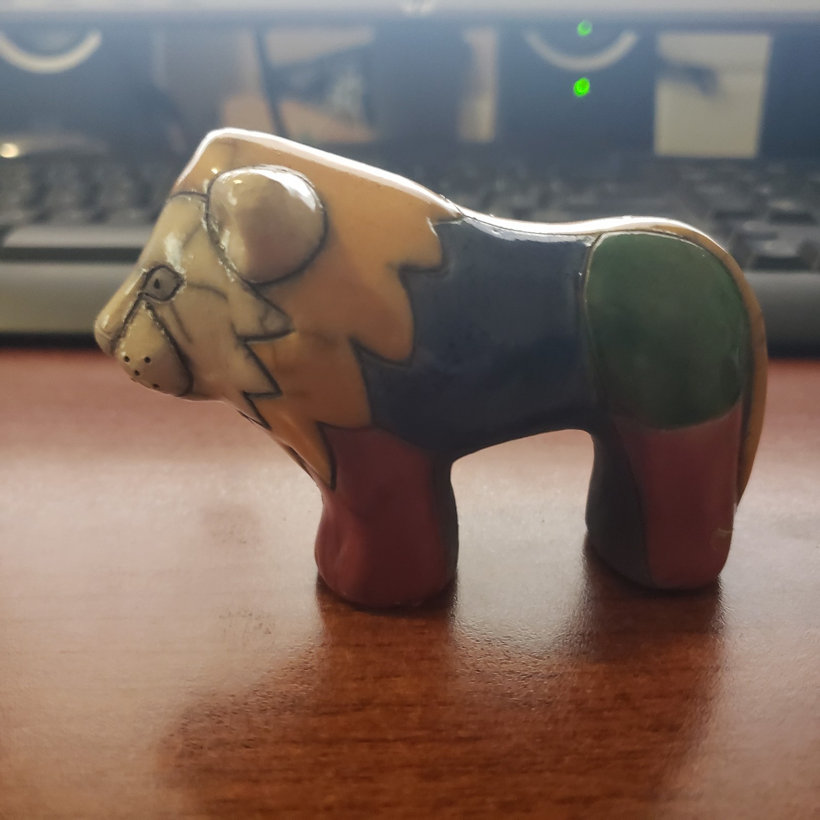 FENIX RAKU Pottery Multi Color Lion Figurine Statue Hand Made South Africa