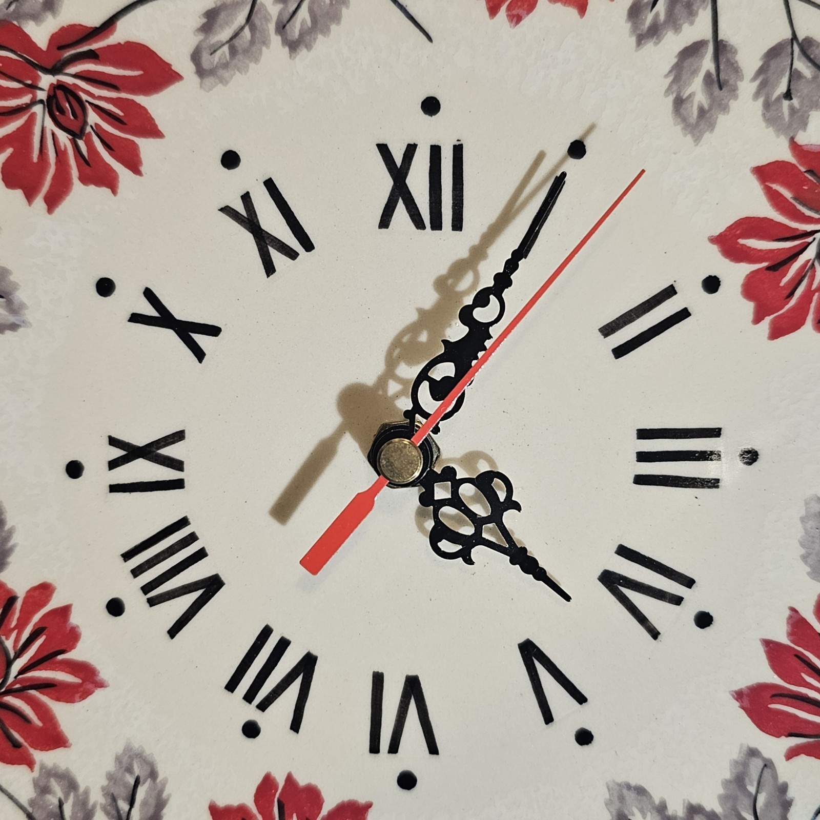Polish Pottery 10″ Floral Plate Wall Clock UNIKAT 171 Signature Rejman EUC