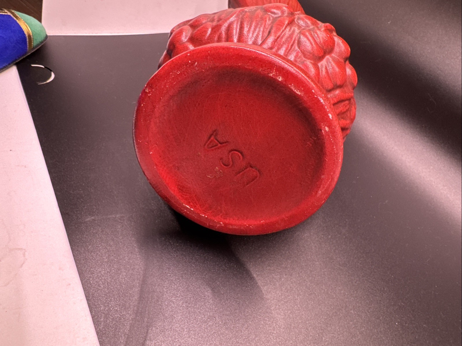 Vintage McCoy Pottery Pitcher Red Fruit Floral Vase MCM 9.5 Inches