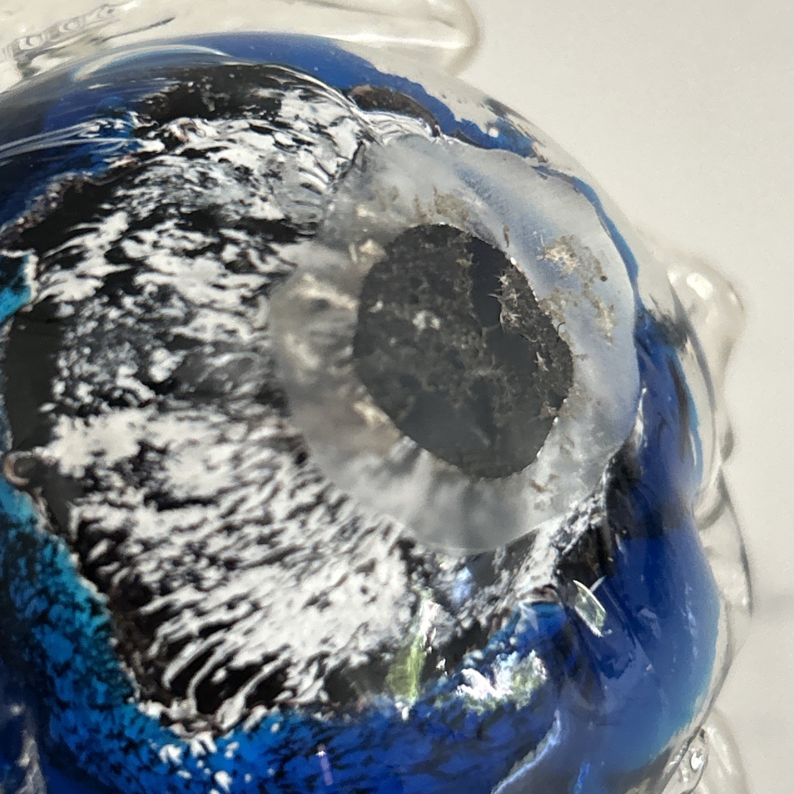Vintage Blue Art Glass Figure Swimming Sea Turtle Beach Paperweight Coastal