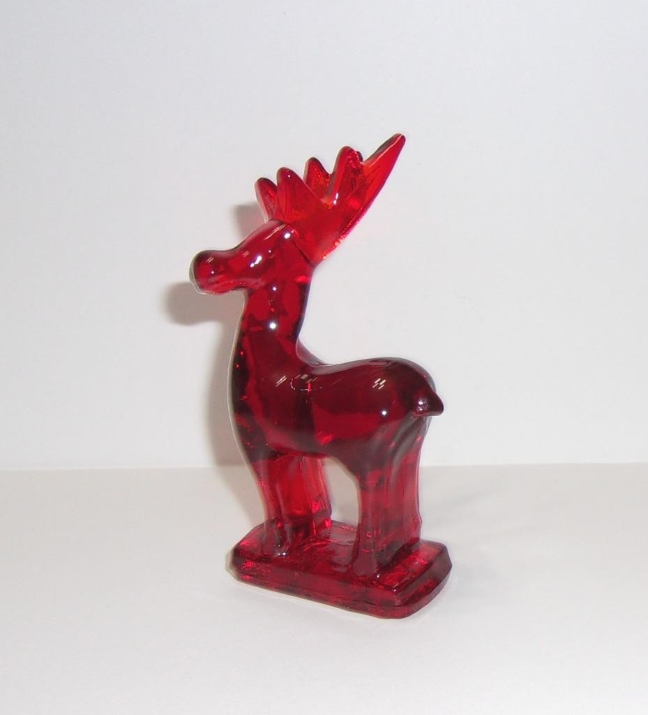 Mosser Glass Red Mini Christmas Reindeer Deer Figurine Made In USA!