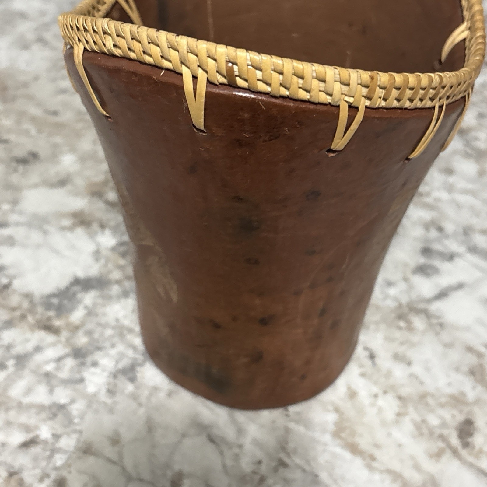Hand Carved And Woven Rinjani Double Elephant Pottery Basket Made In Indonesia