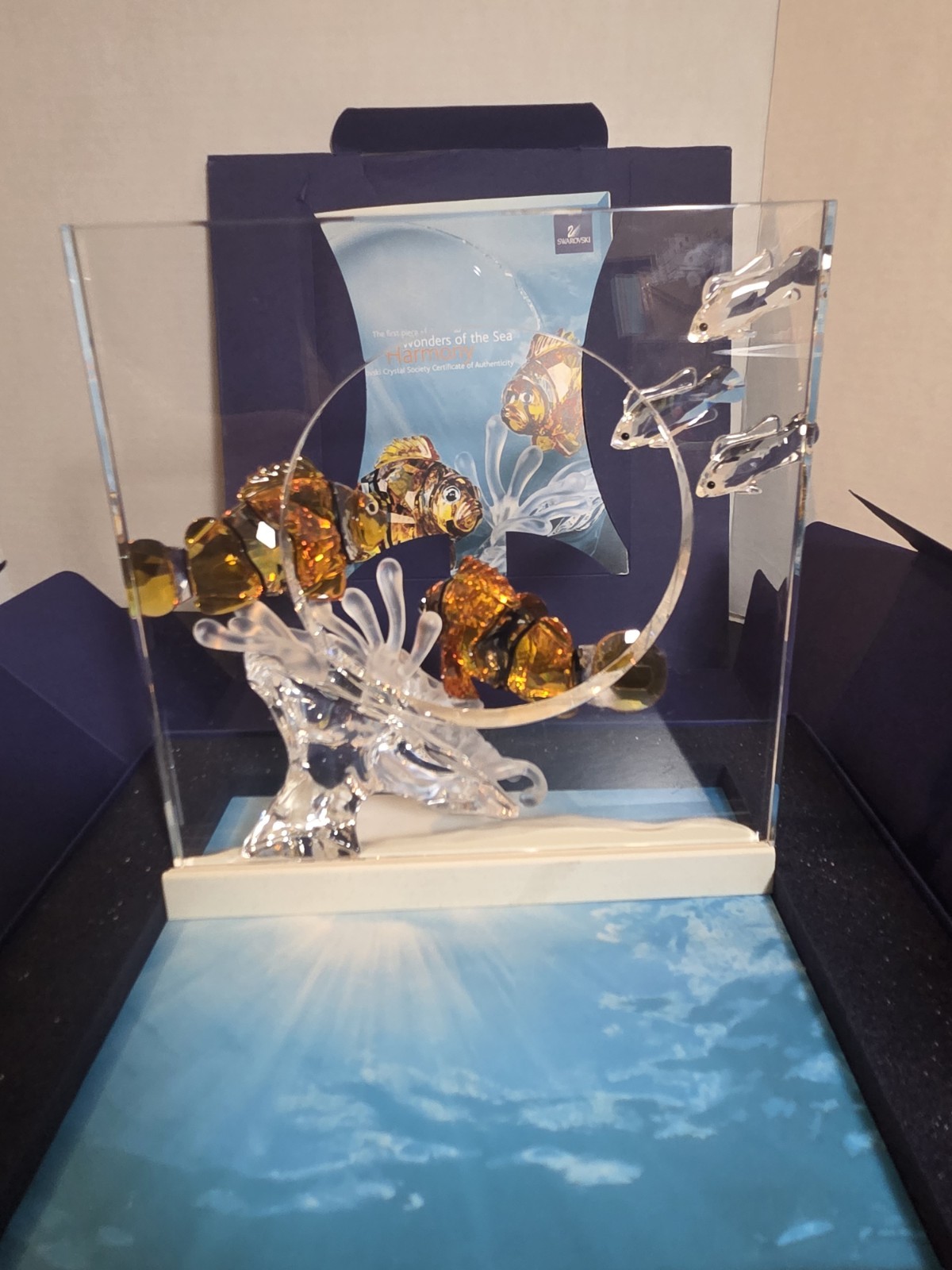Swarovski Wonders of the Sea Harmony Crystal Fish Figurine Clear Amber *Repaired