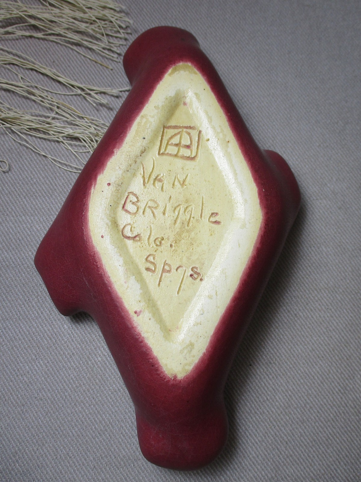 Vintage Van Briggle Pottery Mulberry Diamond Shape Ashtray + Mini Saltillo Mat