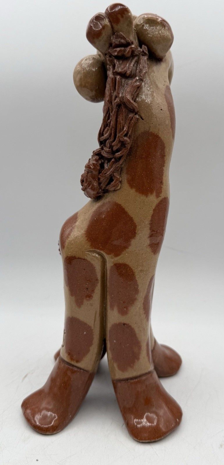 Vintage Hicks Pottery Whimsical Giraffe Figurine Handcrafted Clay Signed 10”