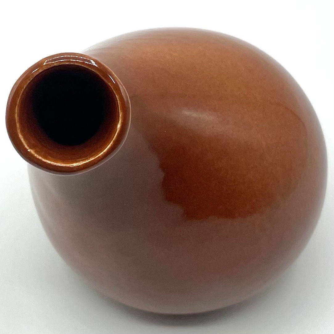 California Modernist Studio Pottery Bud Vase Root Beer Glaze c1950 MCM