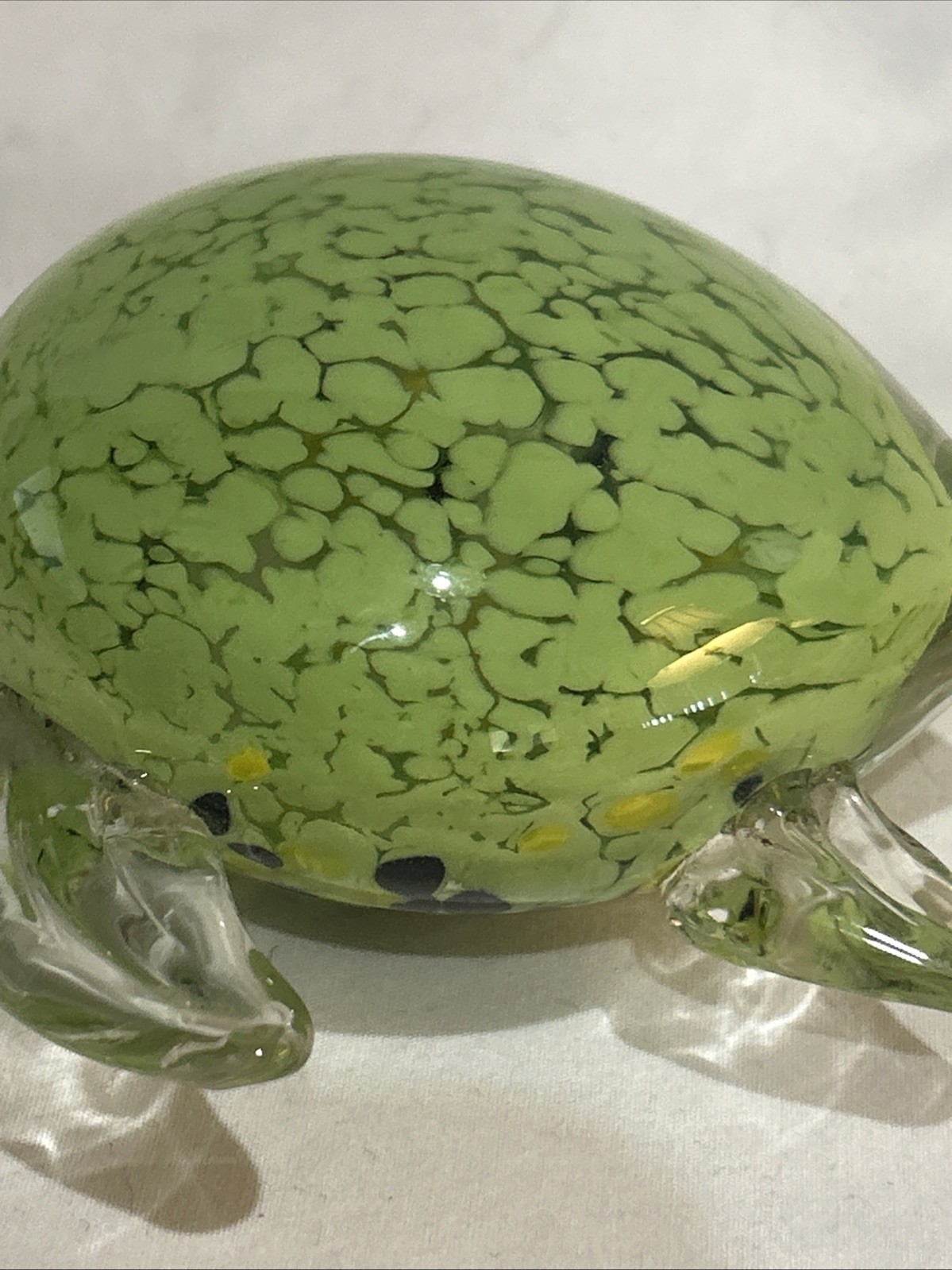 Vintage Fifth Ave Crystal Heavy Art Green Sea Turtle Paperweight