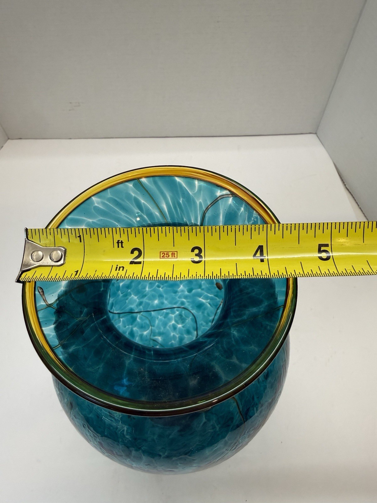 Studio Art Glass Opal art Glass Evergreen Classic Vase Hand-blown turquoise 10”