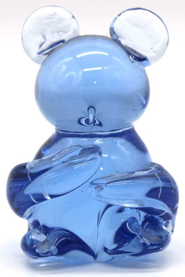 Blue Glass Koala Figurine, Art Glass 3″ U.S. Commemorative Fine Art Gallery Mini