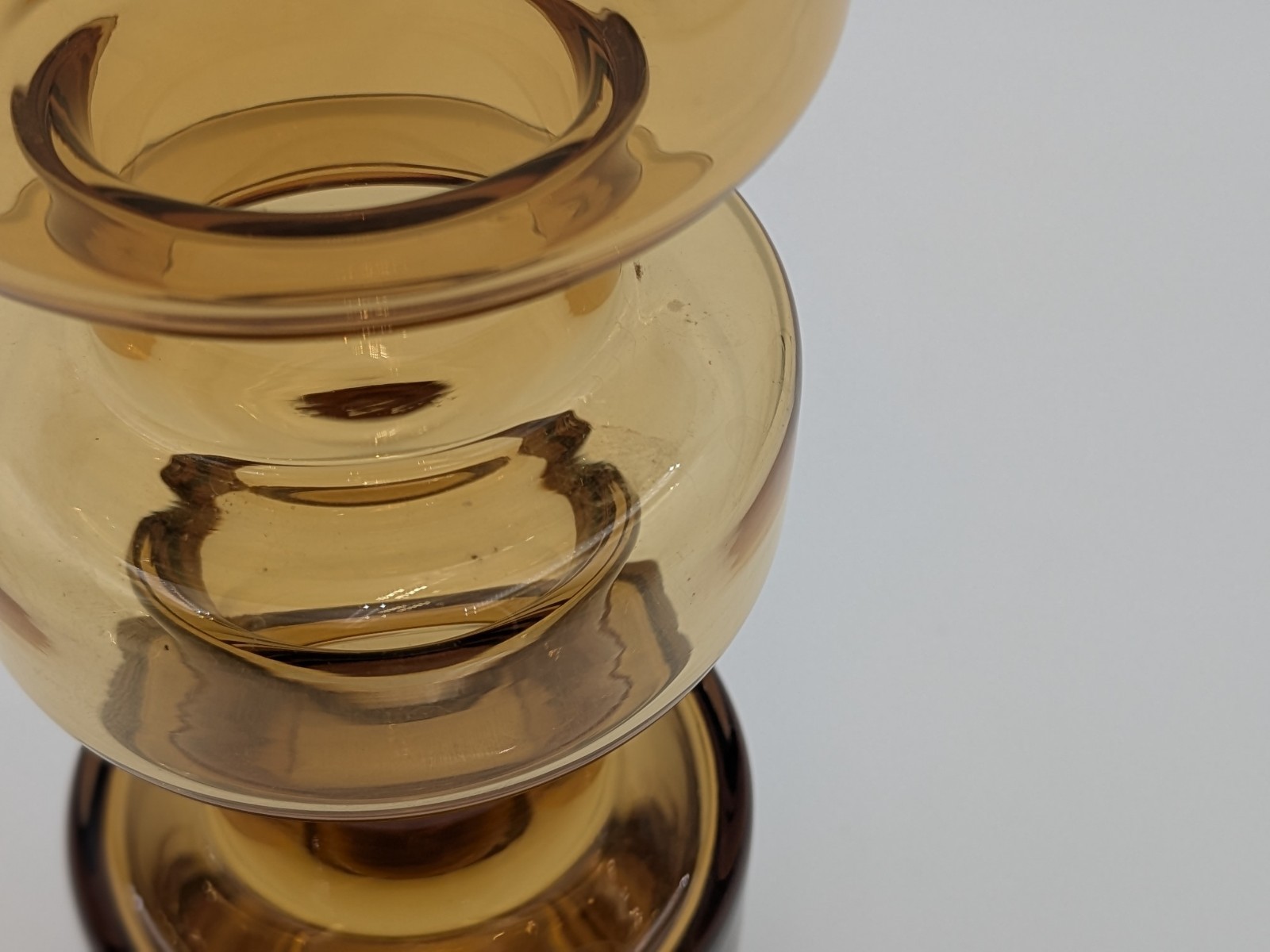 Retro Style Amber Geometric Stacked Vase