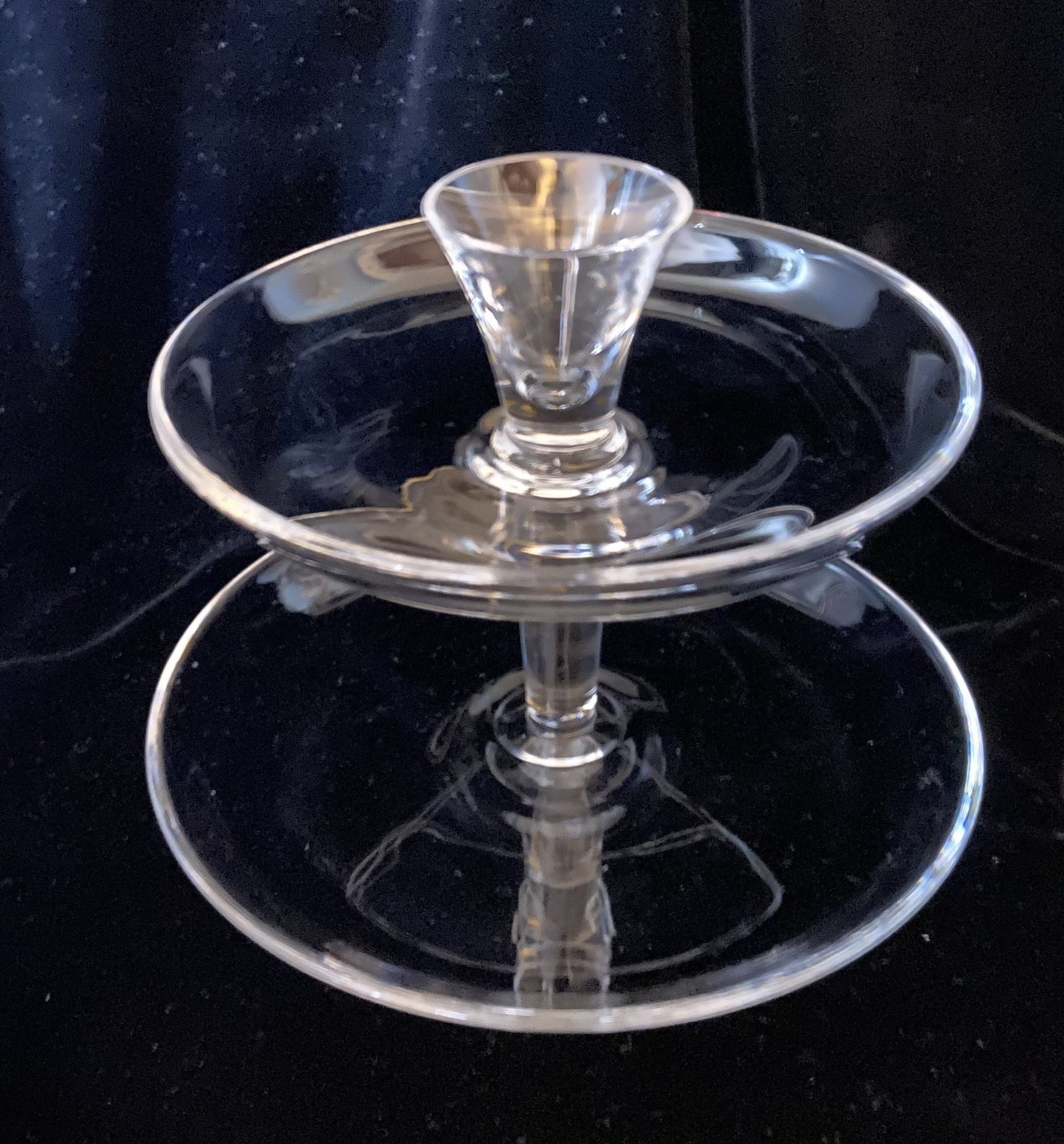 Vintage/William Sonoma (??) Glass 2 Tier Server For Tidbits/Toothpicks