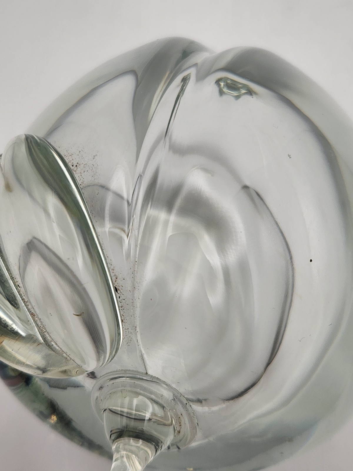Large Clear Glass Peach Paperweight Handblown 4″ Long Weighs 2lbs