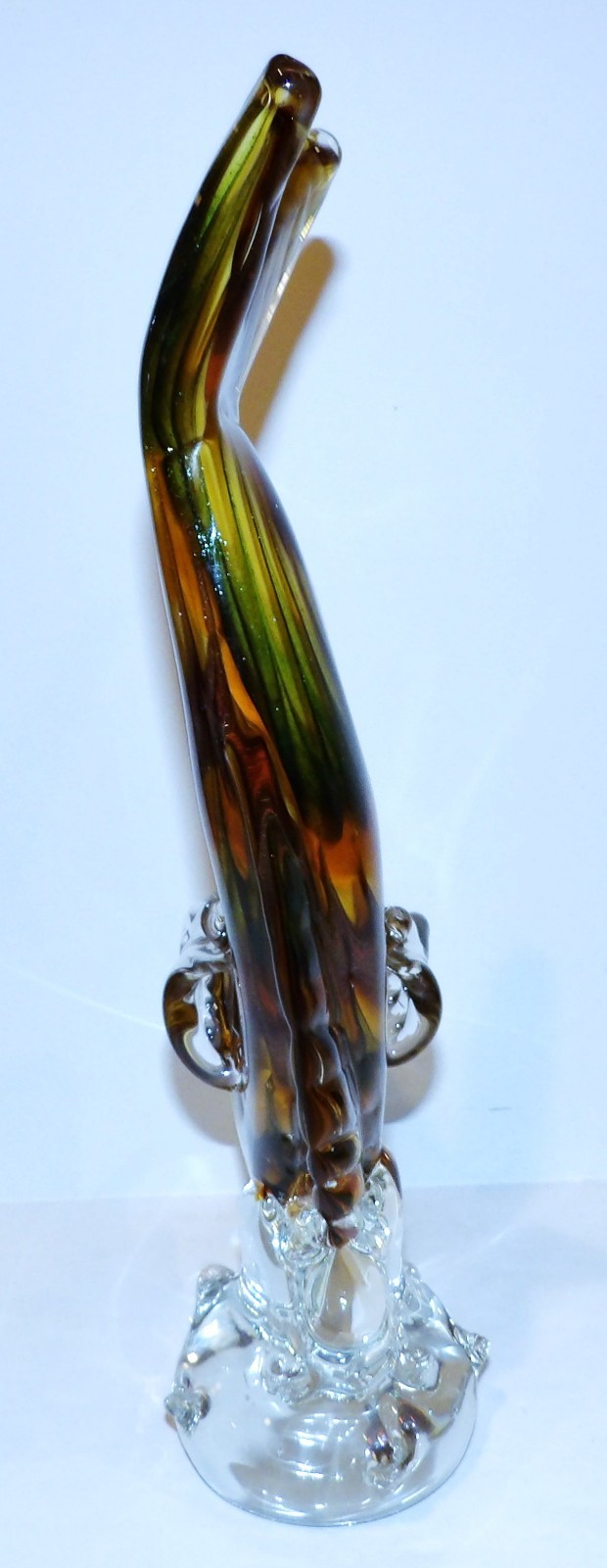 MURANO ART GLASS TROPICAL FISH YELLOW GREEN BROWN AVENTURINE 13″ SCULPTURE