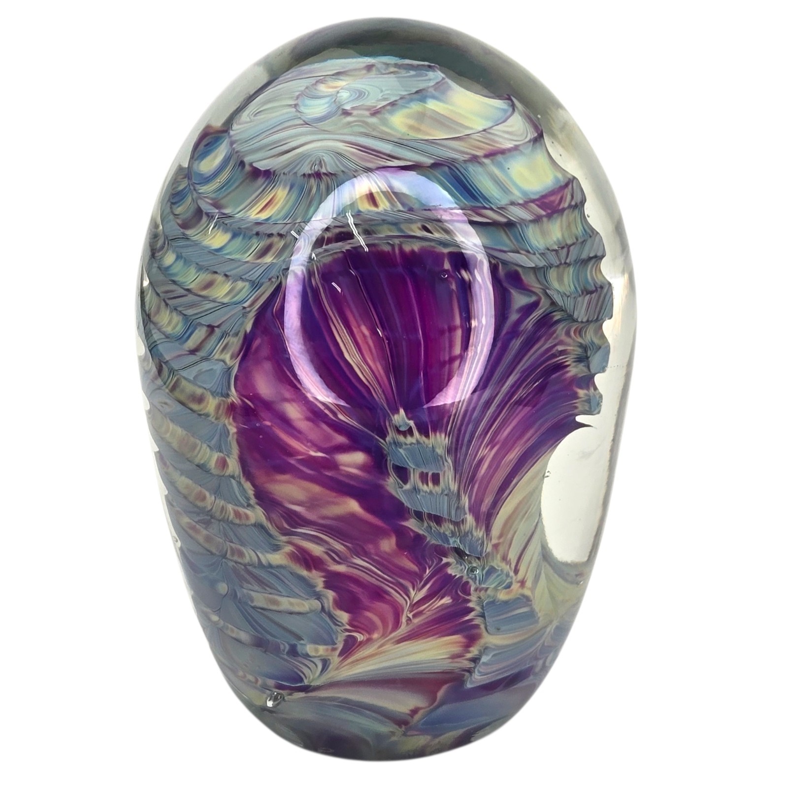 Rare Vintage Leo Ward Gary Carter Signed Terra Studios Art Glass Paperweight