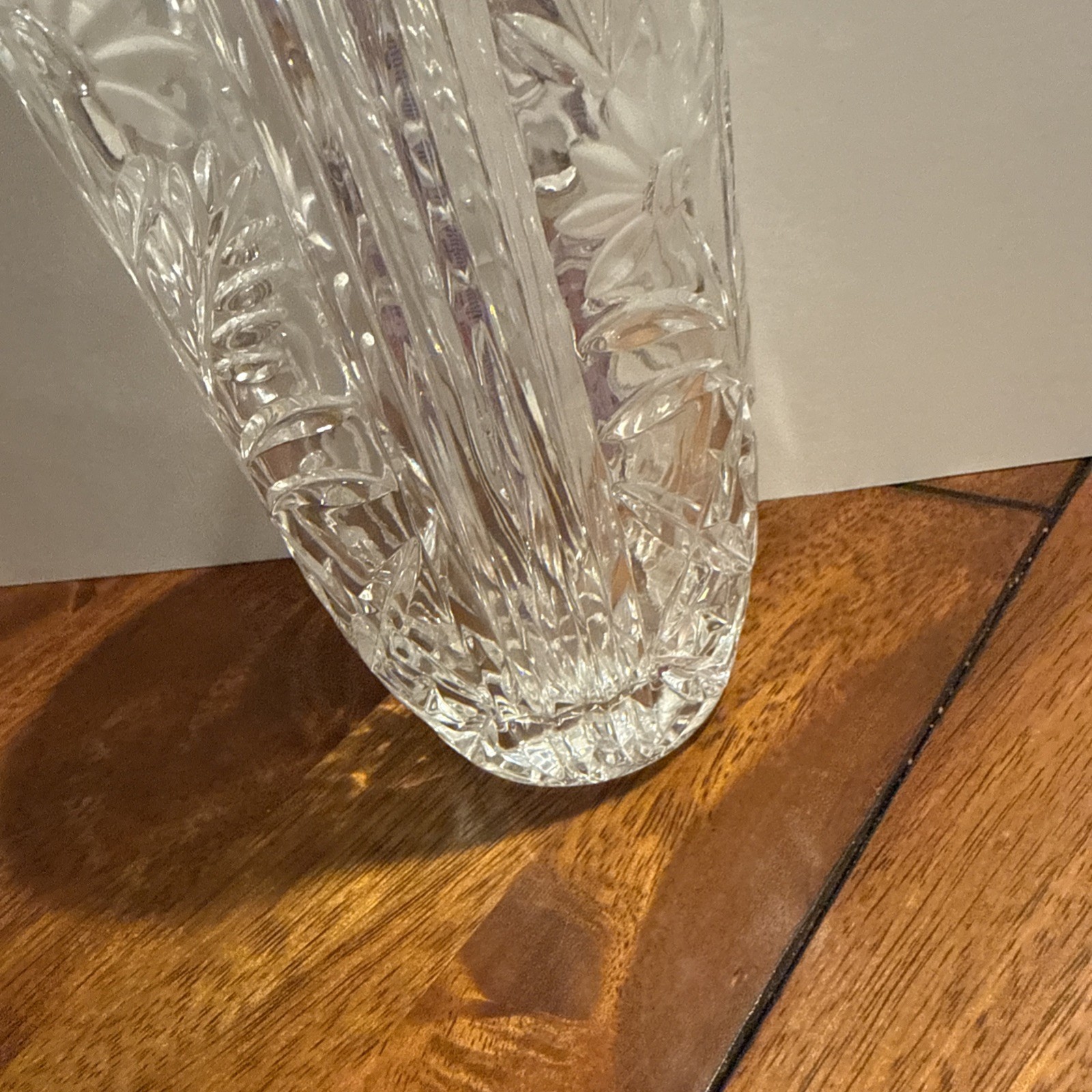 Vintage “Margaret”by ANNA HUTTE Lead Cut Crystal Floral Pattern Vase 7”