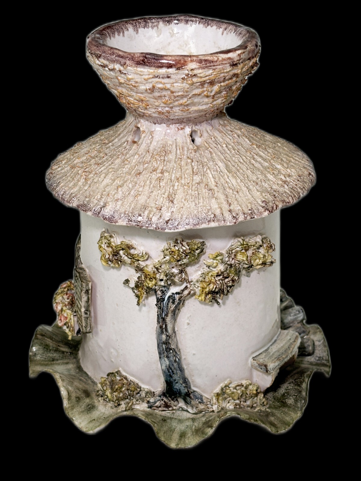 Luise Kressel Pottery Stoneware Tealight Candle Warmer Roundhouse Art Cottage