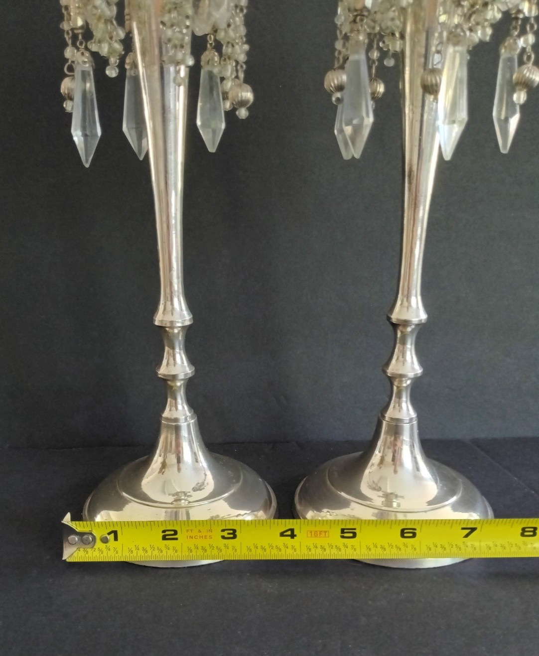 Nordstrom Candlestick Holders Hanging Crystal Prism Set of 2 Hollywood Regency