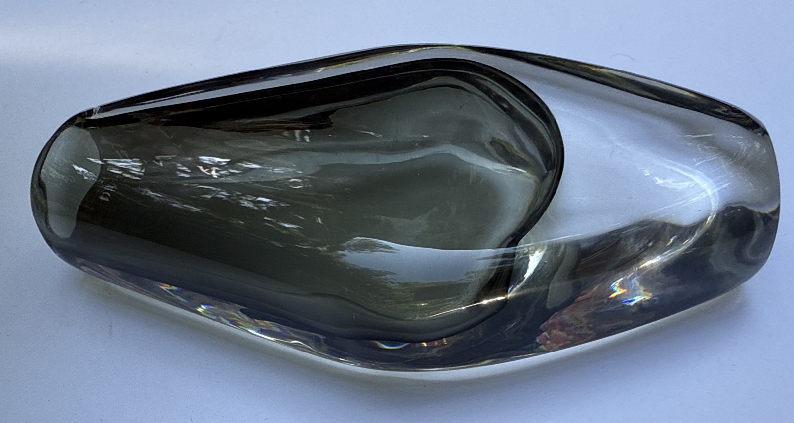 Orrefors – Nils Landberg Sommerso Clear and Smoke Glass 7-5/8″ Vase Signed