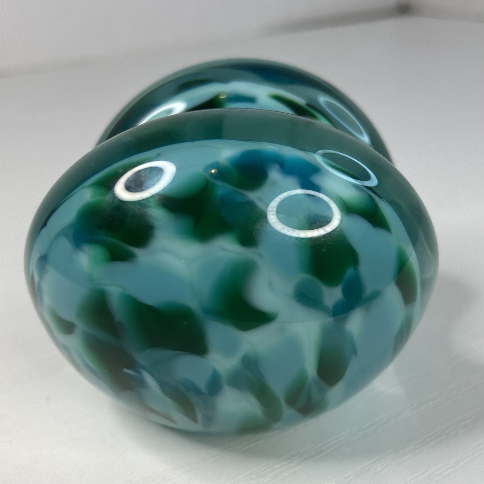 Glass Eye Studio Murano Style Bussines Card Holder Paperweight Blue Green Glass
