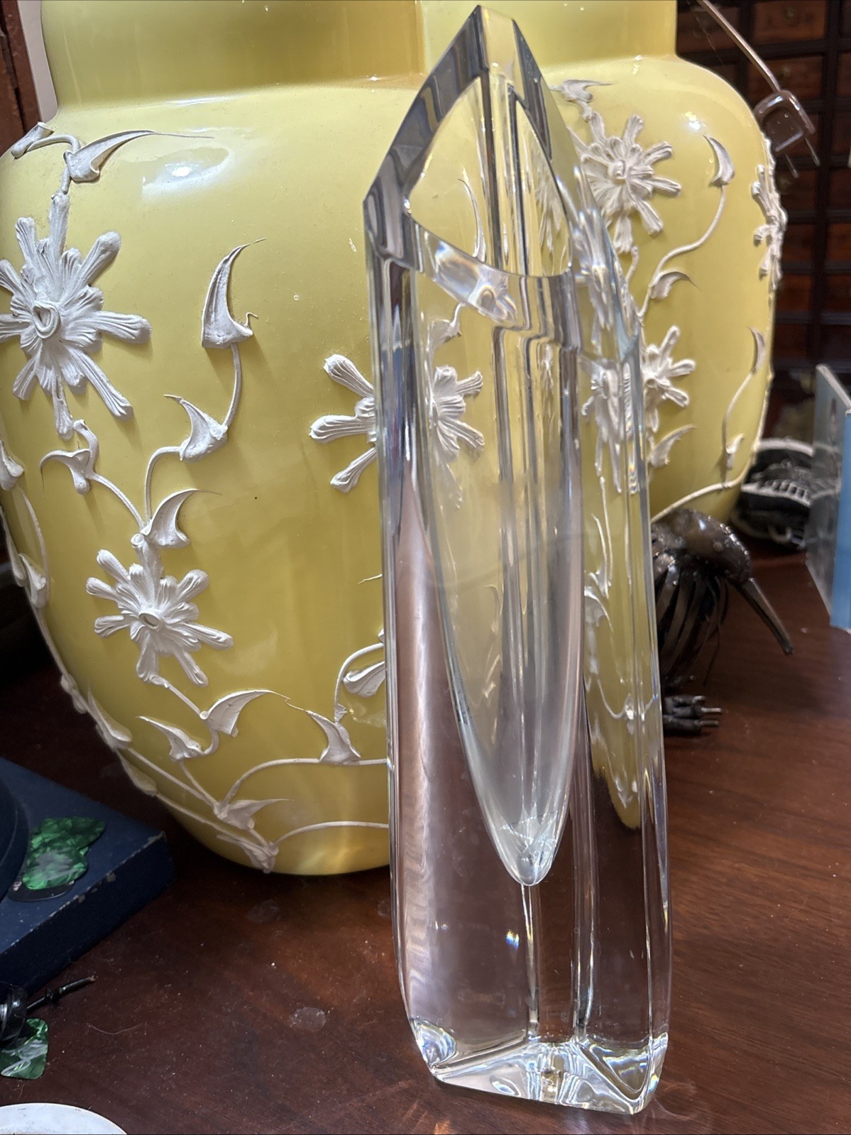 Baccarat France Cut Crystal Vase Large 12.5” Signed 5.5 Lbs Vintage