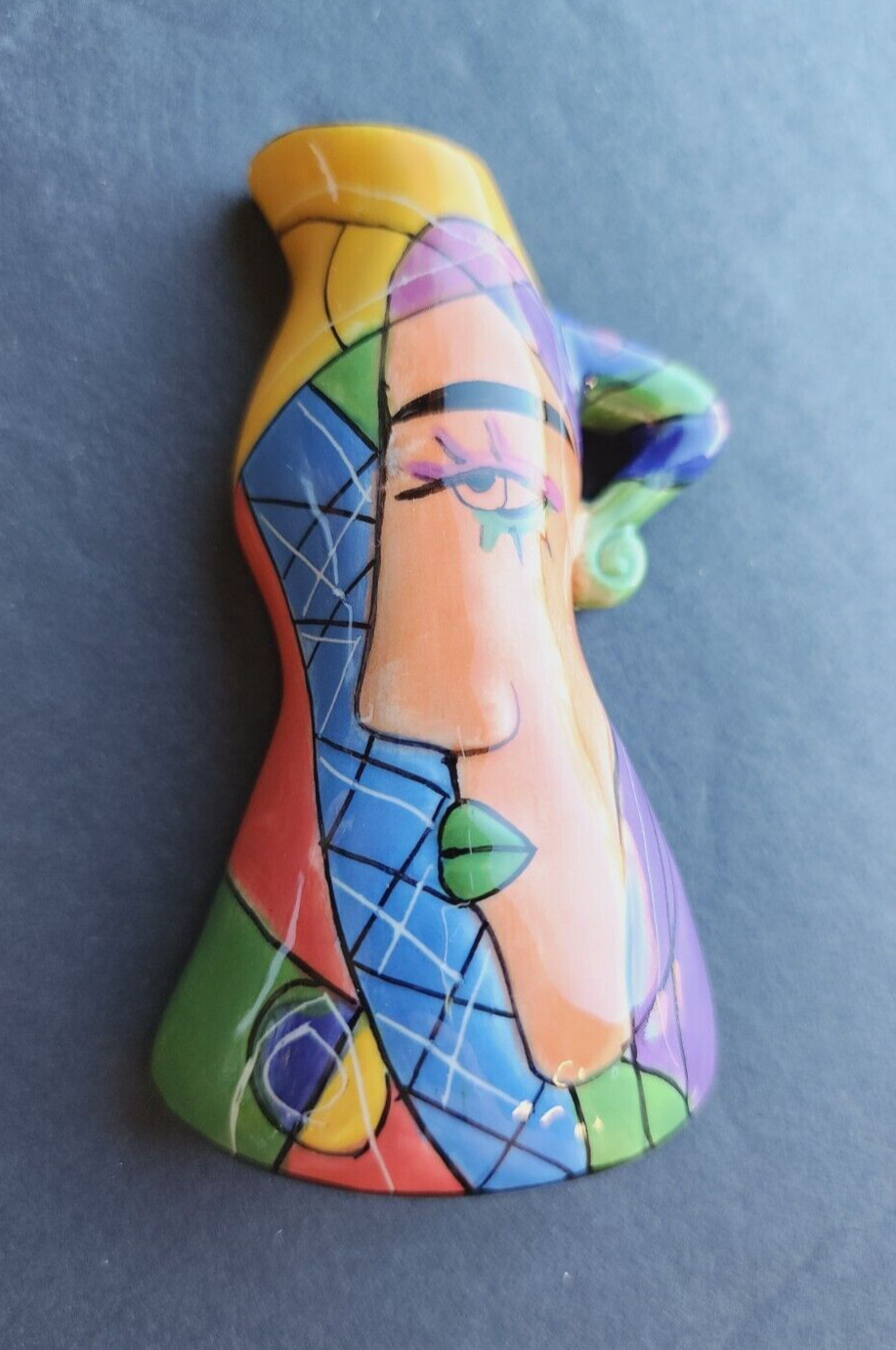 Muzeum miniature magnetic bud vase colorful abstract face art piece