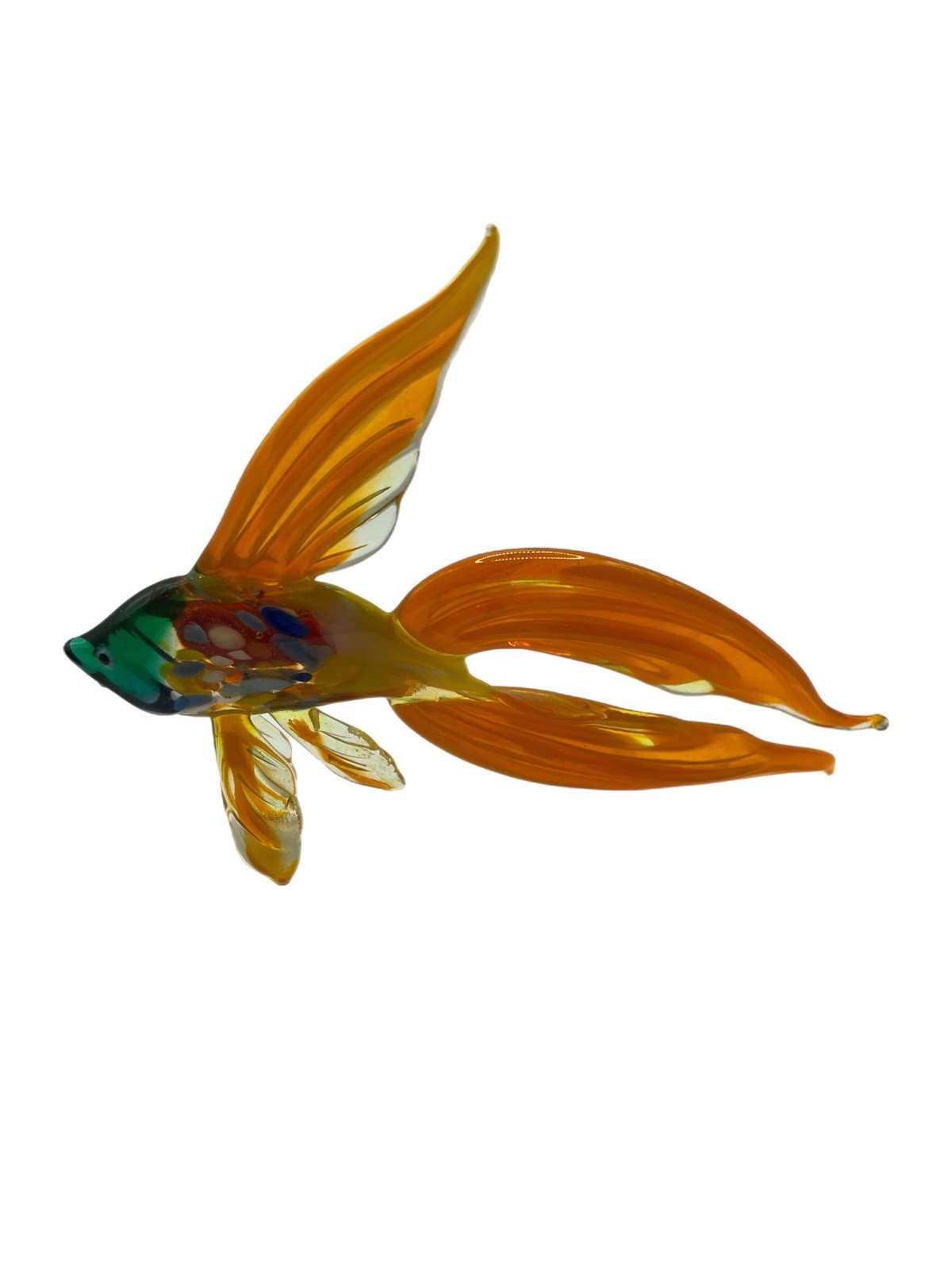 Orange Betta Glass Fish Figurine 6”x 4.5”
